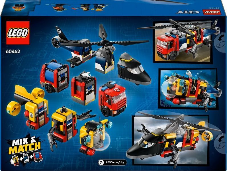 Конструктор LEGO City Ремікс вертольотів, пожежних машин і підводних човнів (60462) 022535131 фото