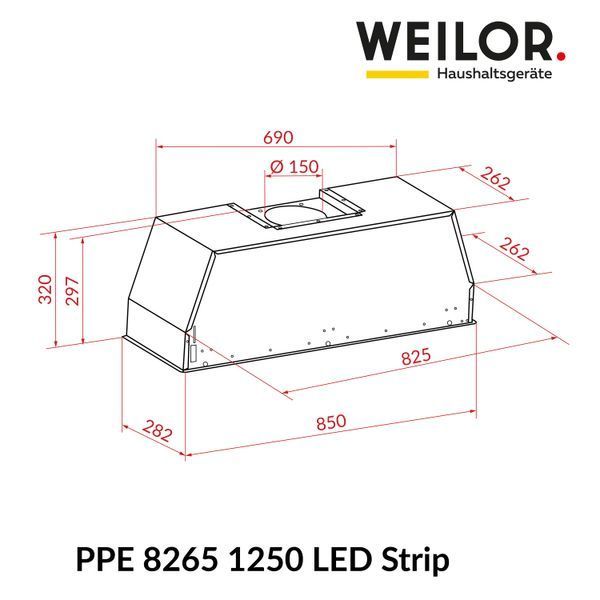 Витяжка повновбудована WEILOR PPE 8265 SS 1250 LED Strip УТ000003031 фото